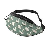 Elegant Swan White Print Fanny Packs for Women Men, Sports Waist Bag Pack, Belt Bag for Travel Hiking Running