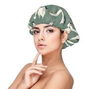 Elegant Swan White Print Satin Silk Bonnet for Sleeping Women, Adjustable Double Layer Satin Hair Bonnet Night Sleep Cap for Curly Hair