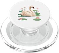 Elegant Swan with Lotus Flowers PopSockets PopGrip for MagSafe
