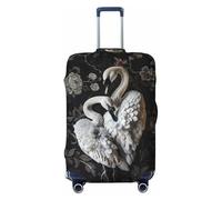 Elegant Swans Black Background Travel Luggage Covers - Elasticity Suitcase Covers Protector for Luggage 18-32 Inch