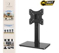 Elegant Swivel TV Stand for 23-43 Inch TVs with Adjustable Height & Glass Base
