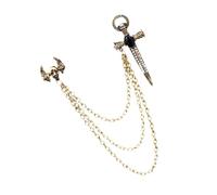 Elegant Swords Crucifix Skull Wing Brooch Alloy Lightweight Design Secure Clasp For Formal Event And Casual Wear Swords Crucifix Wing Brooch