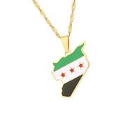 Elegant Syria Map Pendant Necklace With Resistant Coating Stainless Steel Adjustable Necklace For Fashion Individuals Unisex Couple