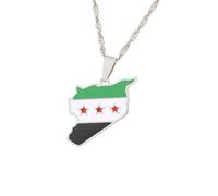 Elegant Syria Map Pendant Necklace With Resistant Coating Stainless Steel Adjustable Necklace For Fashion Individuals Unisex Couple
