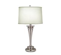 Table Lamp Zinc Pearl Supreme Satin Shade Highly Polished Nickel LED E27 60W