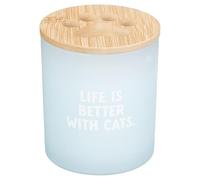 Elegant Tale of Tails Cat Slogan Candle Blue - Life is Better with Cats Candle, Featuring A Vibrant Green Shade and A Fun Slogan Design