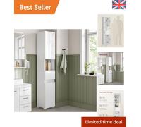Elegant Tall Bathroom Cabinet with Adjustable Shelves and Drawer, 30x30x170 cm
