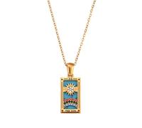 Elegant Tarot Card Pendant Zodiacs Necklace Craft From Sturdy Stainless Steel Materials Accessory For A Unique Look Unique Personality Jewelry