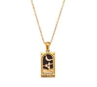 Elegant Tarot Card Pendant Zodiacs Necklace Craft From Sturdy Stainless Steel Materials Accessory For A Unique Look Unique Personality Jewelry
