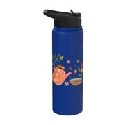 Elegant Tea Time Teapot Floral Wreath Stainless Steel Insulated Water Bottle