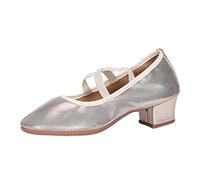 Elegant Temperament Latin Dance Shoes Women Pointed Closed Toe Jazz Shoe Ballroom lsa achata High Heel Dancing Sandal Anti-Slip Soft Leather Memory oam Wedding Evening Shoes (Gold, 4.5)