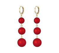 Elegant Temperament Long Thin Tassel Earrings Mature Classical Girl Temperament Earrings Rose Tassel Earrings (Red, One Size)