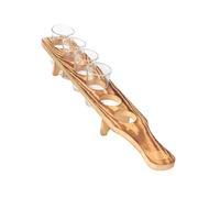 Elegant Tequila Presentation Tray Wooden 6 Holes Shot Glasses Display Stand Practical Drinks Serving Board Club Accessory