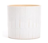 Elegant Terracotta Pot | White with Decorated Arches | Diameter 13.5 cm - Height 13 cm | Decorative Pot for Plants, Flowers, Bonsai, Succulents, Sansevieria | Modern Indoor Pot Cover