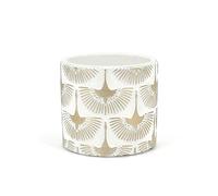 Elegant Terracotta Pot with Golden Phoenicians | White and Gold | Diameter 11 cm, Height 10 cm | Decorative Pot for Succulents, Flowers and Miniature Bonsai | Modern Indoor Pot