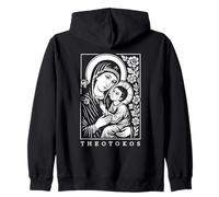 Elegant Theotokos Blessed Mother Mary Art Design Zip Hoodie