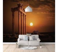 Elegant Three Dimensiona Sunset Architecture Art Modern 3D Wallpaper Premium Textured Silk Neutral Tones Material Ideal for Living Room Bedroom-350cm×256cm