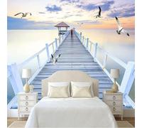 Elegant Three Dimensiona Sunset Wooden Bridge Flying Birds 3D Wallpaper Luxury Home Dining Decor Paste Sofa Living Room The Wall for Bedroom Mural-300cm×210cm