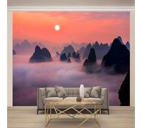 Elegant Three Dimensional Sky Sunrise Mountain Peaks 3D Wallpaper Easy Install Feature Office Living Room Sofa Bedroom TV Background Wall Decoration-350cm×256cm