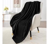 Elegant Throw Blanket for Couch & Sofa, All-Season Lightweight Fleece Blanket, Luxury Soft Cozy Fuzzy Throw for Her Him, Black, 50 x 56 Inches