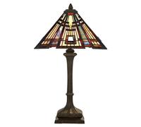 Elegant Tiffany Style 2 Bulb Table Lamp With Valiant Bronze Base And Led E27 Bulbs