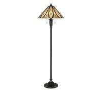 Elegant Tiffany Style Floor Lamp With Coloured Shade And Bronze Finish