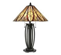 Elegant Tiffany Style Table Lamp With Colourful Shade And Valiant Bronze Finish