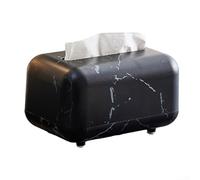 Elegant Tissue Box, 18 x 10 x 10 cm, Marble-Finish ABS Bathroom Organizer, Easy-Refill Open-Bottom Design, Dustproof Sliding Lid, Modern Home Decor(Black marble pattern)