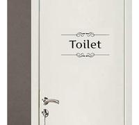 Elegant Toilet Sign Wall Stickers, PVC Bathroom Door Decor, Simple Toilet Text with Decorative Borders, Self-Adhesive Wall Art for Bathroom, Restroom, and Washroom