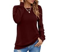 Elegant Tops for Women UK Womens Tops Length Sleeve Shirts Casual Loose Fit Crewneck T Shirts Basic Tee Blouses 2024 Cotton T Shirts for Women UK Prime Deals of The Day Red