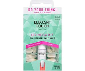 Elegant Touch - DIY Mega Kit - Square Bare Nails (216 Nails (10 Sizes) & 2 x Glue) (4009044)