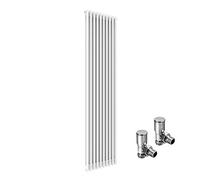 ELEGANT Traditional Cast Iron Style 2 Column Vertical Central Heating Double Bar Colosseum Designer Radiators White 1800 x 470 mm with Valves Chrome