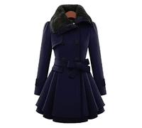 Elegant Transition Jacket Women, Leisure Time Waist Winter Jacket Women, Windproof Winter Coat Long (Color : Navy blue, Size : XL)