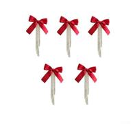 Elegant Tree Decor Bows Pearls for Living Room 5PCS(5PCS Red Satin)