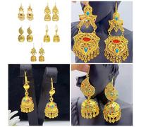 Elegant Trend Indian Jhumka Earrings Gold Plated Geometric Dangle Jewelry Accessory For Trendy Women Stylish Outfits Fashion Jewelry For Women