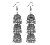 Elegant Triple Jhumki Bell Beaded Long Tassel Dangle Earrings for Women Fashion Personalized Bohemian Vintage Indian Chandelier Hook Large Statement Drop Earring Dangling Hypoallergenic Traditional