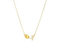 Elegant Tulip CZ Flower Choker Necklace for Women Stainless Steel Gold Plated Crystal Floral Charms Pendant Necklaces Adjustable Chain Fashion Jewelry for Her Bff Wife 17.5", M, Stainless Steel, No