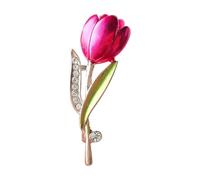 Elegant Tulip Flower Brooch Pin Women Brooches Crystal Rhinestone Flower Lapel Pin Brooches Vintage Bridal Wedding Corsage Bouquet Brooch Badge