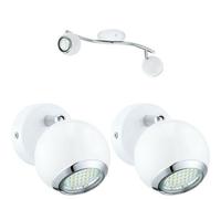 Twin Ceiling Spot Light & 2x Matching Wall Lights White & Chrome Adjustable Head