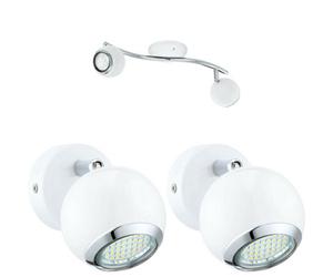 Elegant Twin Ceiling Spot Light Set With Matching Wall Lights In White And Chrome