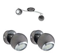 Elegant Twin Ceiling Spot Light With 2 Matching Adjustable Wall Lights In Black Nickel Chrome