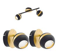 Elegant Twin Ceiling Spot Light With 2 Matching Black And Gold Wall Lights