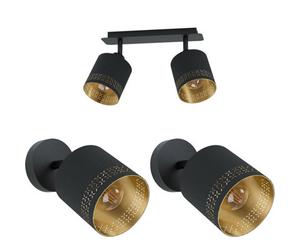Elegant Twin Ceiling Spot Light With Matching Black And Gold Wall Lights