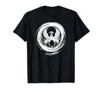 Elegant Twin Cranes Tsuru Zen Enso Circle Sumi-e Art T-Shirt