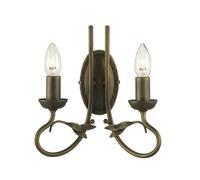 Elegant Twin Wall Light In Black And Gold With Leaf Design And Led E14 Bulb