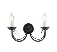 Elegant Twin Wall Light In Gothic Style With Ivory Candle Tube And Black Finish