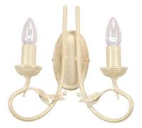 Elegant Twin Wall Light In Ivory And Gold With Metal Leaf Frame For Led Bulbs