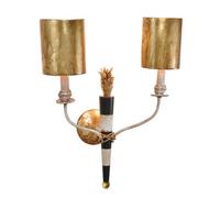 Elegant Twin Wall Light Sconce In Black And White With Gold Accents And Led Bulbs