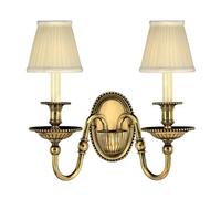 Elegant Twin Wall Light Sconce In Burnished Brass With E14 Led Bulb
