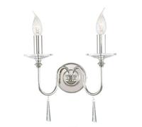 Elegant Twin Wall Light Sconce In Polished Nickel Finish With Led E14 60W Bulb